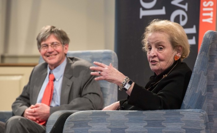 Former Secretary of State Madeleine Albright Speaks About Experiences Amidst&nbsp;Protest
